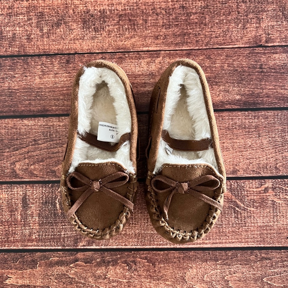 Cat & Jack Brown Suede Moccasin Slippers